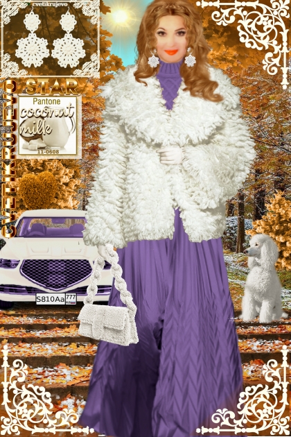 Серьги. Звезда. Белый. Лавандовый. Пантон 810- Fashion set