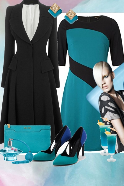 Outfit...Turquoise e Black!- combinação de moda