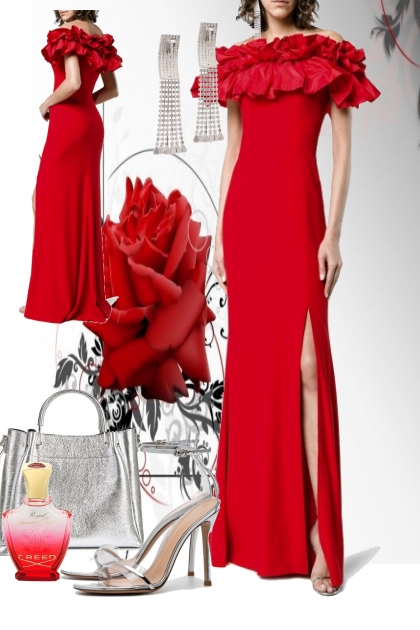 Long Red Dress- Fashion set