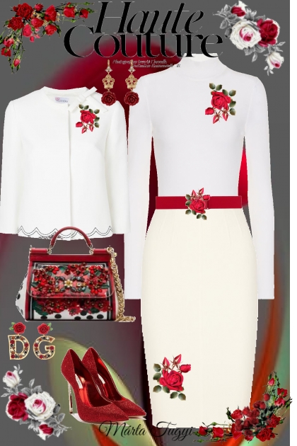 Embroidered with roses- Fashion set