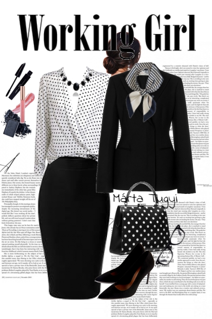 Black polka dot bag- combinação de moda
