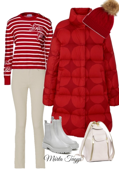 Red Valentino red striped jumper- Modna kombinacija