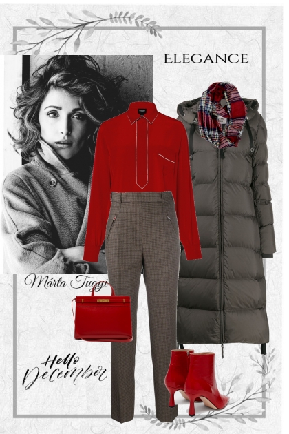 Gray and red- Модное сочетание