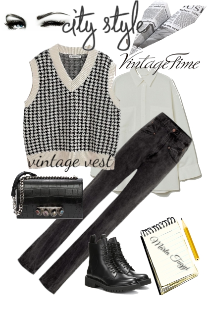 vintage vest- Combinazione di moda