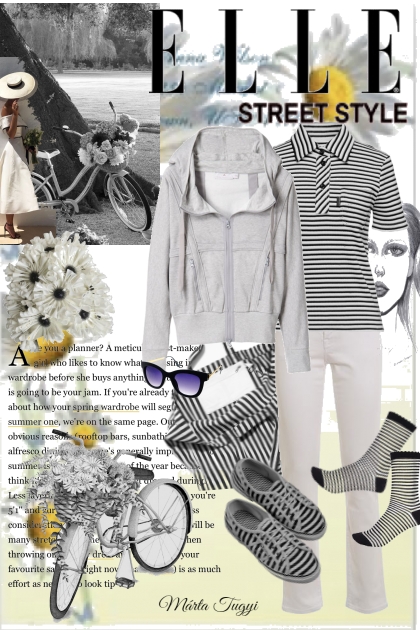 striped sneakers, t-shirt, bag and socks- Modna kombinacija
