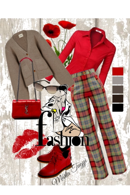 red shirt- Combinazione di moda