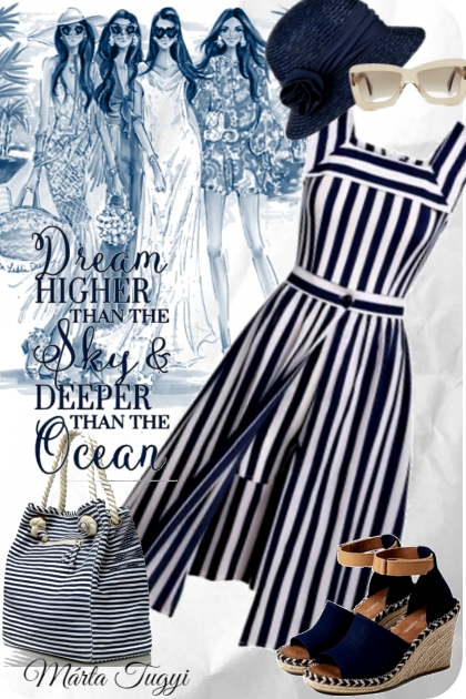 striped dress- Модное сочетание