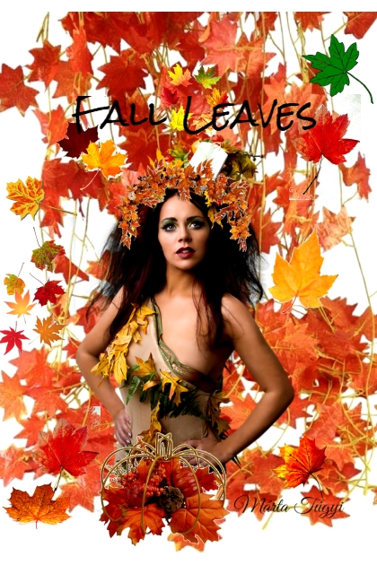 girl among autumn leaves