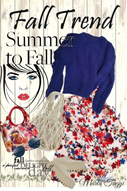 floral skirt at the beginning of autumn
