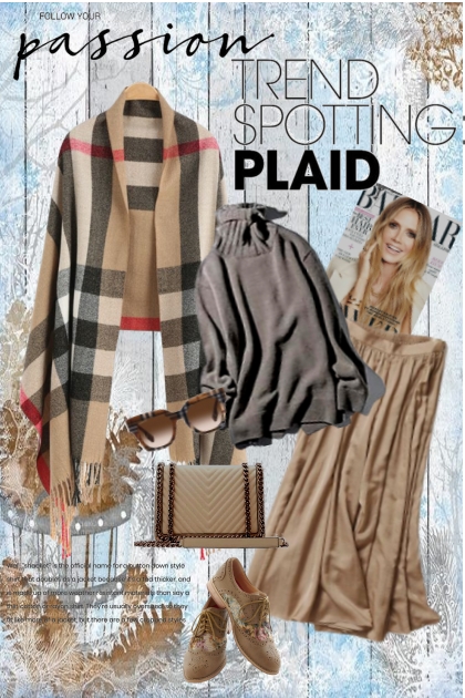 plaid poncho- Combinazione di moda