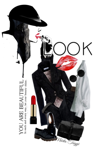 a red lipstick- Combinaciónde moda