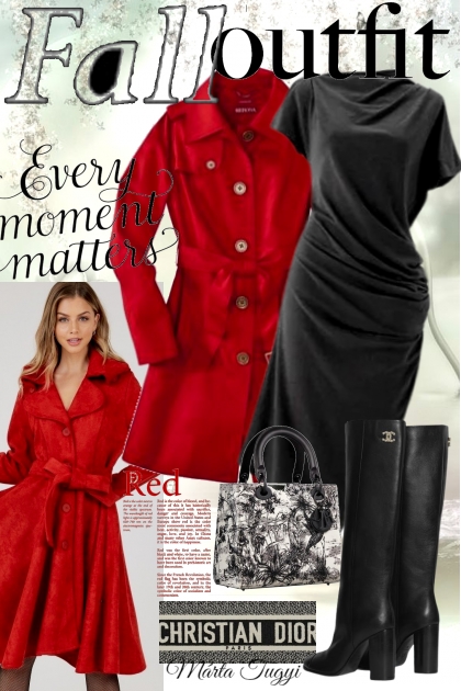red coat - Модное сочетание