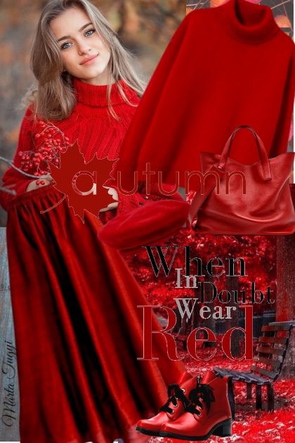 Autumn in red- combinação de moda