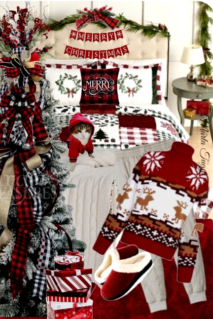 At home, comfortably in a Christmas sweater.- Combinaciónde moda