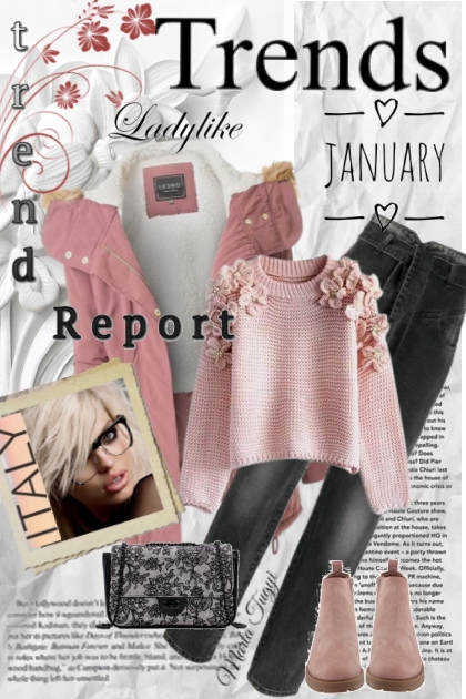 pink winter coat- Fashion set