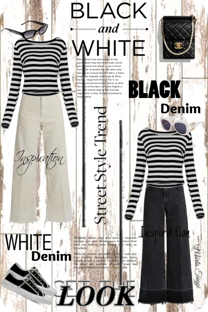 Black and White Denim- combinação de moda