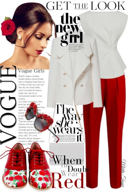 floral red shoes- Combinazione di moda