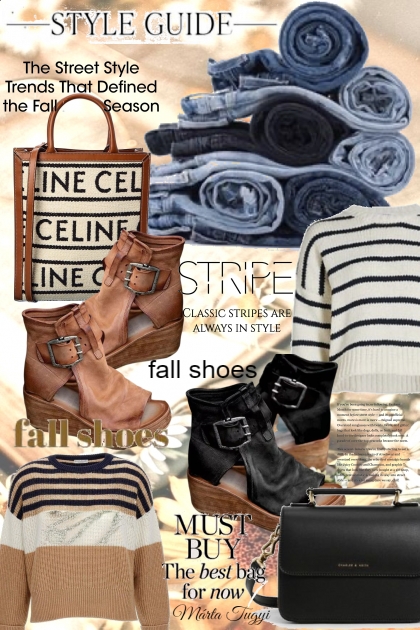 fall stripes and shoes- Fashion set