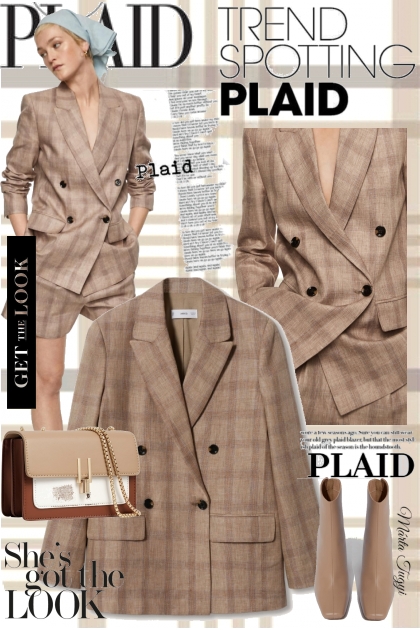 Plaid Blazer- combinação de moda