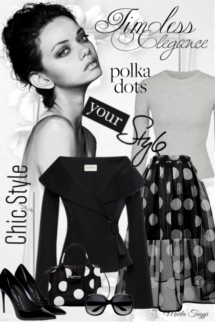 polka dot skirt and bag- Combinaciónde moda