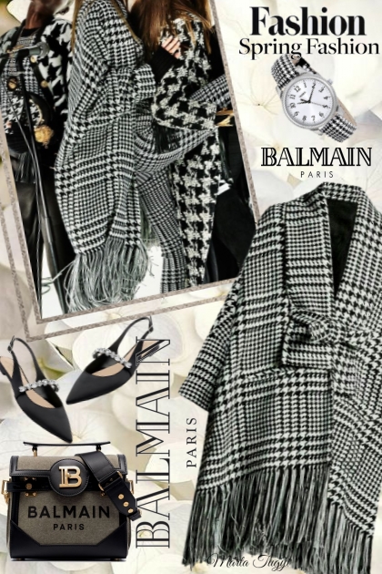 Balmain coat and handbag- combinação de moda