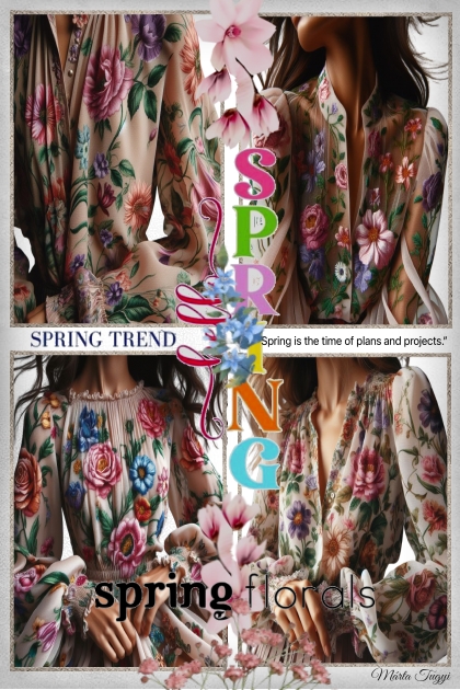 spring flowers on the blouse- Fashion set