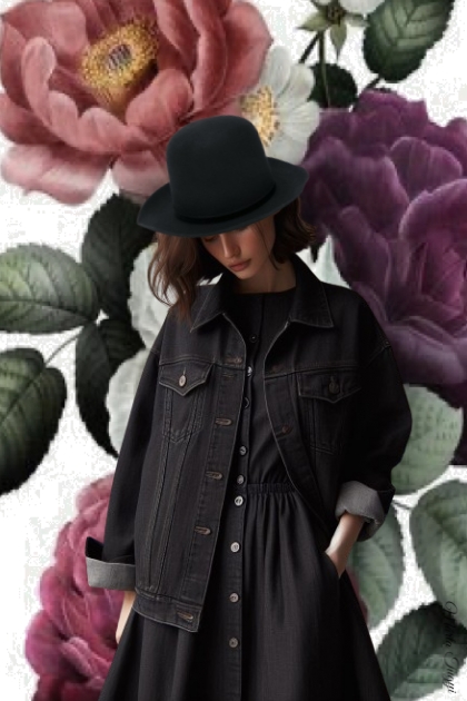black denim jacket- Модное сочетание