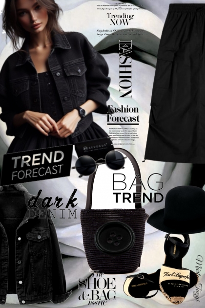 in black denim jacket- combinação de moda