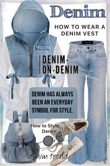 How to wear a denim vest - コーディネート