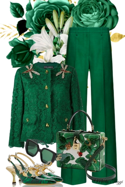 the elegance of green- combinação de moda