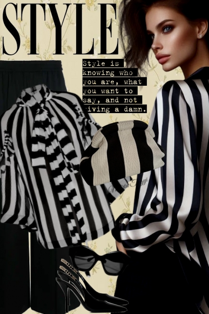 in a striped blouse- コーディネート
