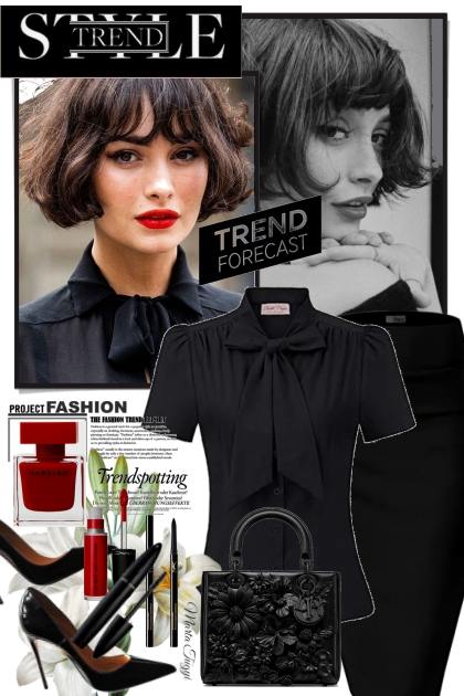 elegantly with red lipstick- combinação de moda