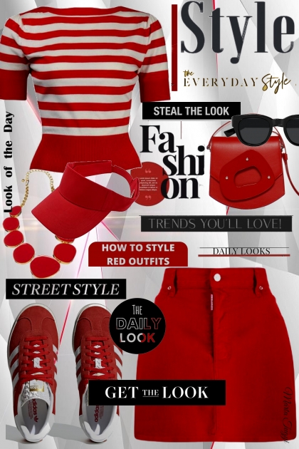 street style in red- Combinaciónde moda