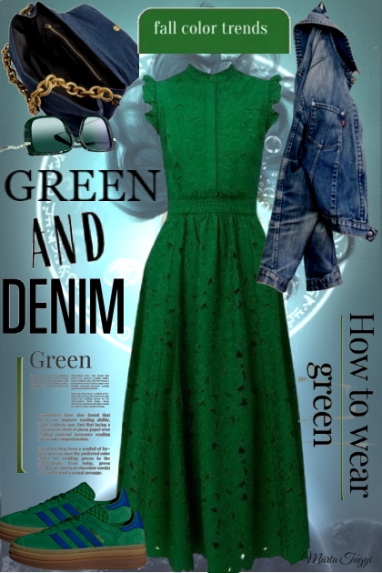 Greeen and Denim- Fashion set