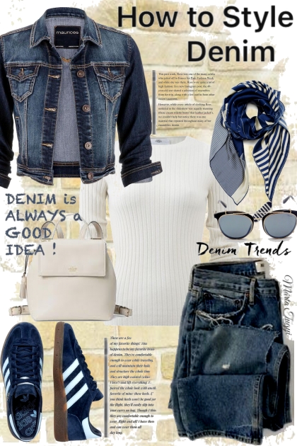 Denim and adidas sneakers- Combinaciónde moda