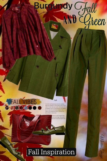 Burgundy and fall green- combinação de moda