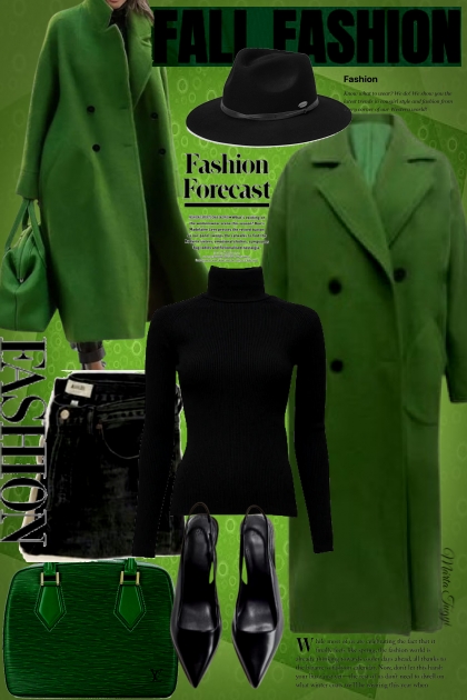 green autumn coat- Fashion set