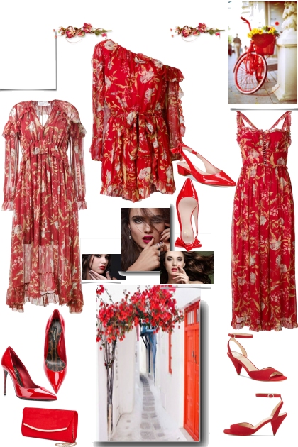 In The Garden Of Romance And Red- Fashion set