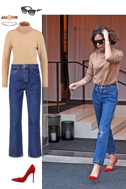 Inspired by Victoria Beckham - Jeans & Pumps- Modna kombinacija