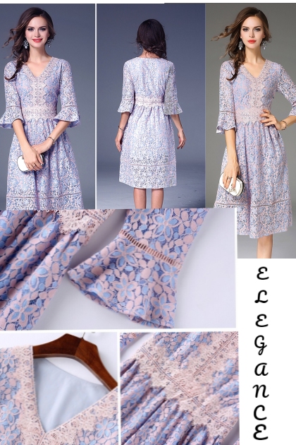 Purple lavender floral lace shift dress- Combinazione di moda