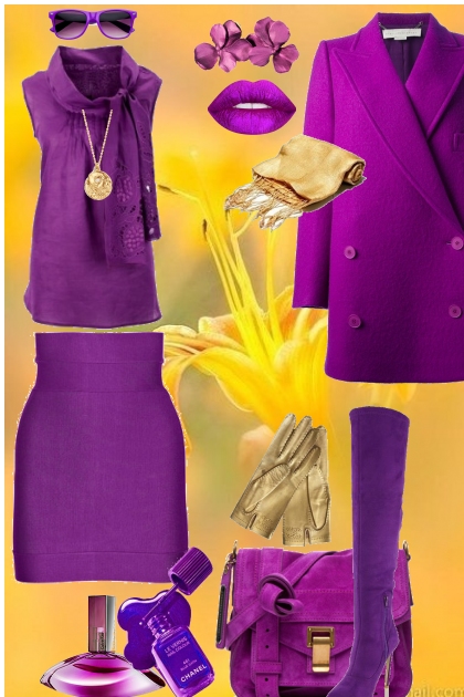 j - 392 - purple&#38;gold- Fashion set