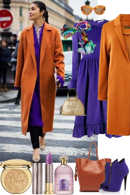 j - 605 - orange & purple- Модное сочетание