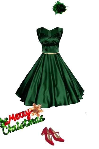 Green satin christmas- Combinazione di moda