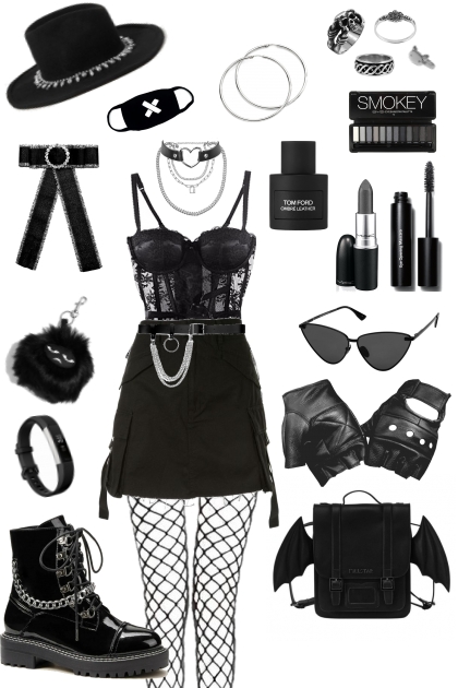 All-black teen E-girl/Goth- Modekombination