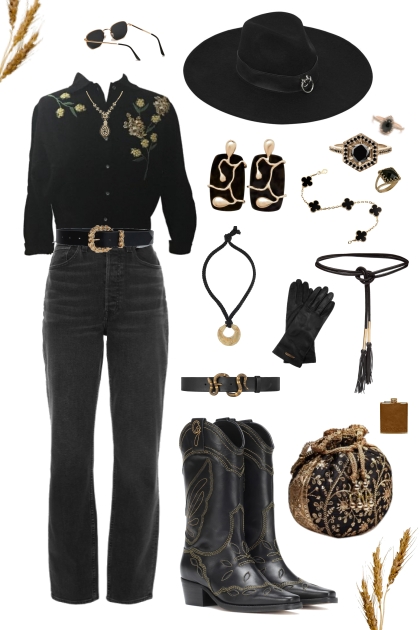 Black & Gold Cowgirl- Combinaciónde moda