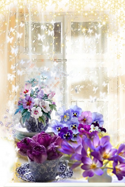 Flowers on the windowsill- Combinaciónde moda