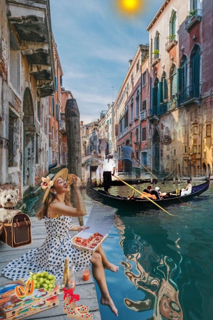 A sunny day in Venice- combinação de moda