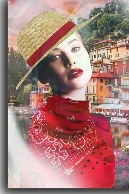 A girl in a red shawl- Modna kombinacija