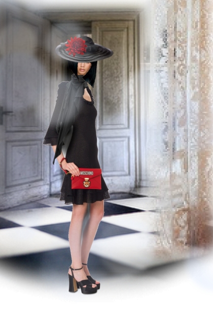 A girl with a red clutch bag- Fashion set