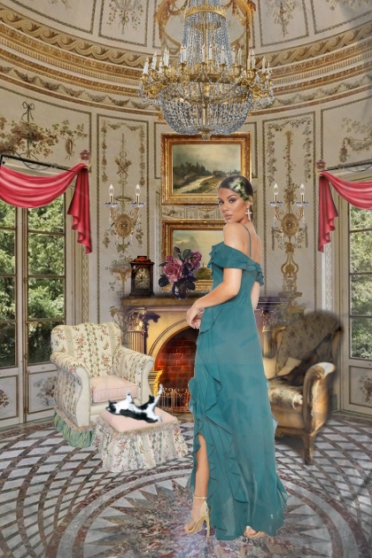 A girl in a turquoise dress 2- combinação de moda
